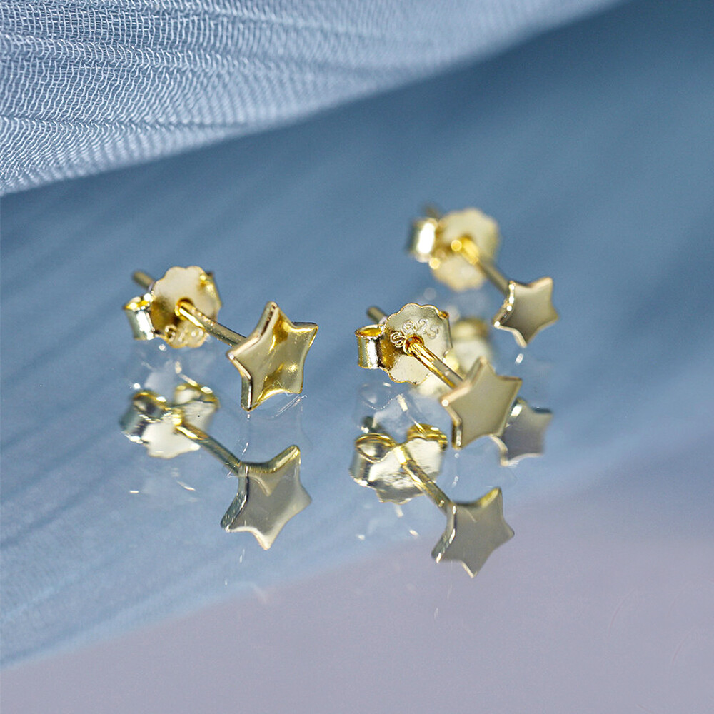 3PCS Tiny Star Stud Earrings, 925 Sterling Silver Helix Studs, 3 sizes A4416