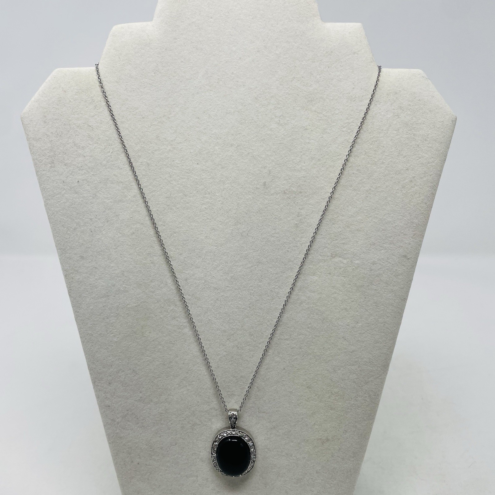 Shop LC Black Onyx/White Austrian Crystal Oval Pendant in Stainless Steel 5232