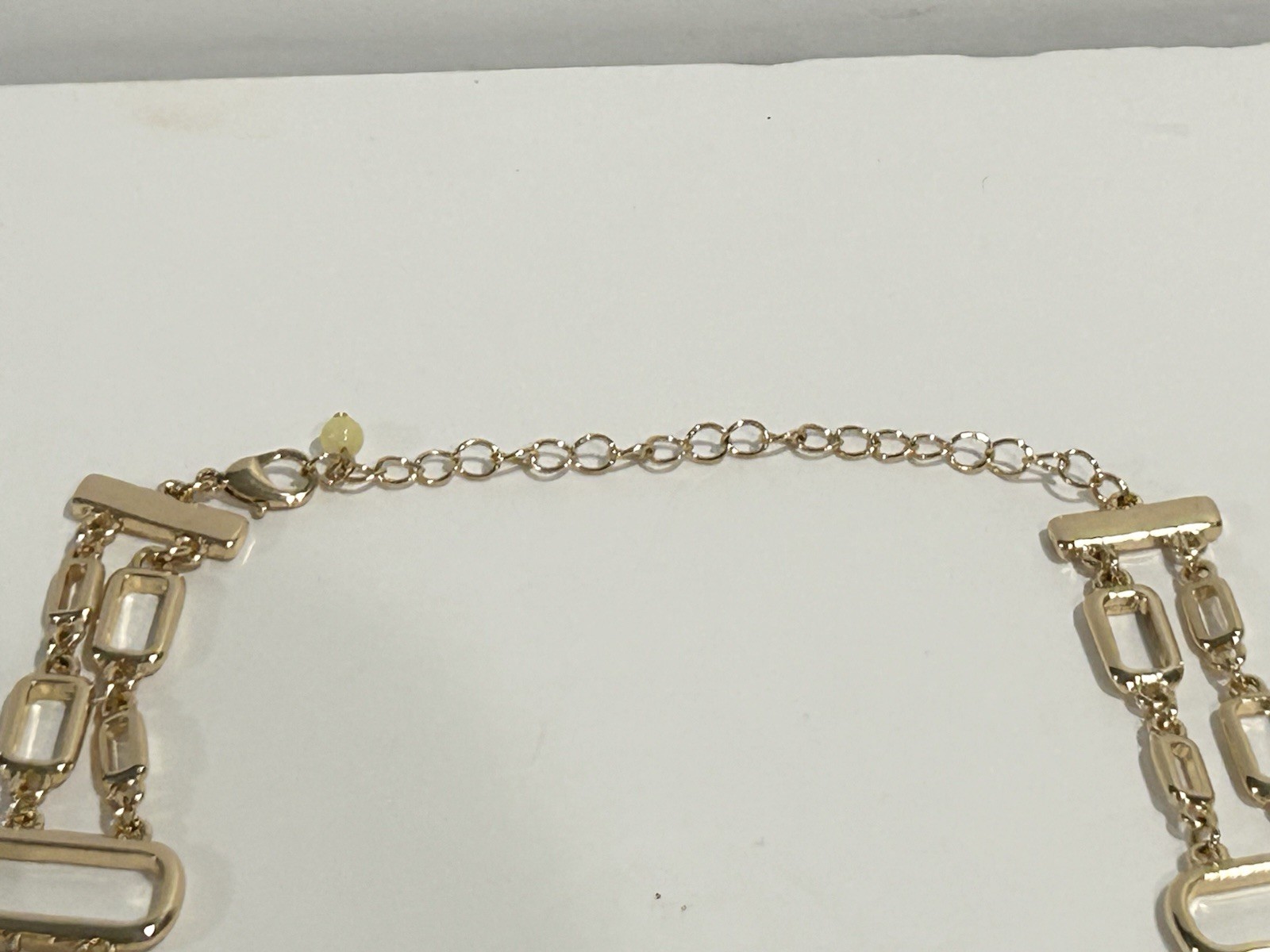 Gold Tone Double Chain Necklace With Man made London Blue Topaz