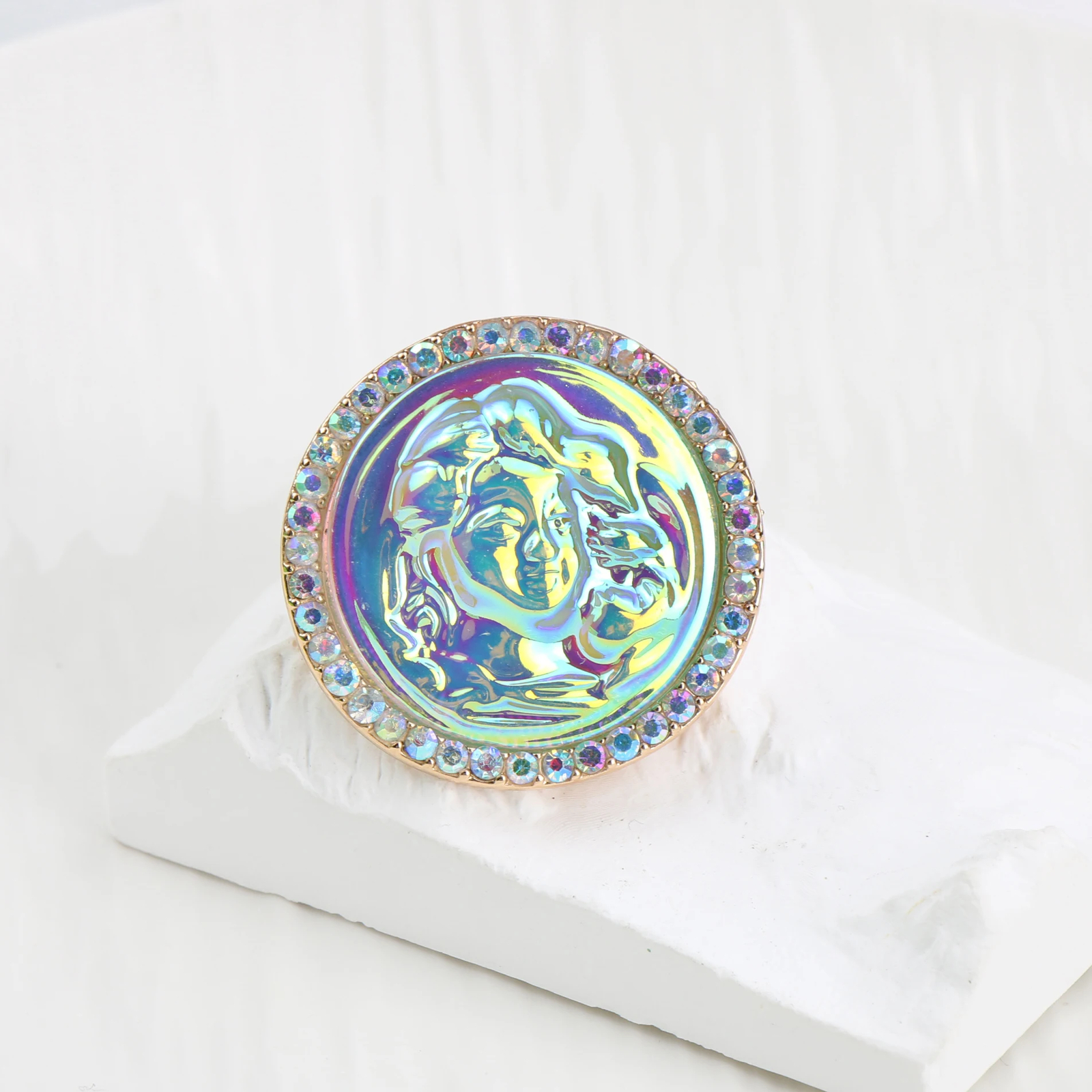 Vintage Rhinestone Lovely Pink Shiny Brooch Delicately Embossed Pin for Women