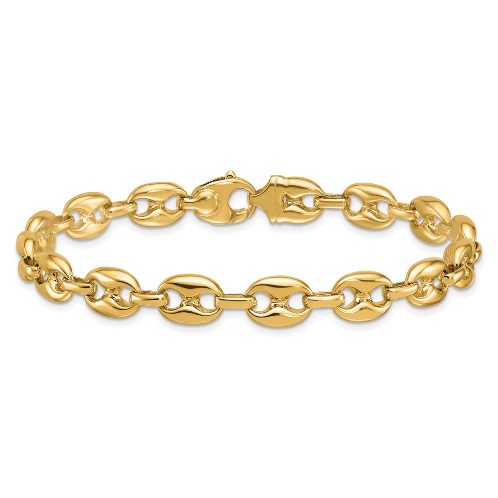 14K Yellow Gold Polished Solid 8.1mm Anchor Chain Bracelet 8.5″