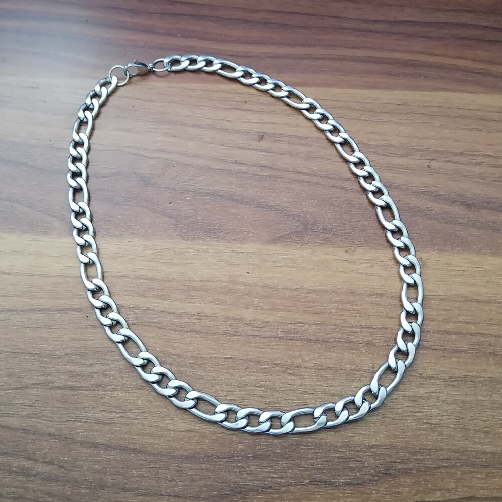 Large Figaro Link W:12MM stainless steel Silver Men bracelet or necklace 8-36in