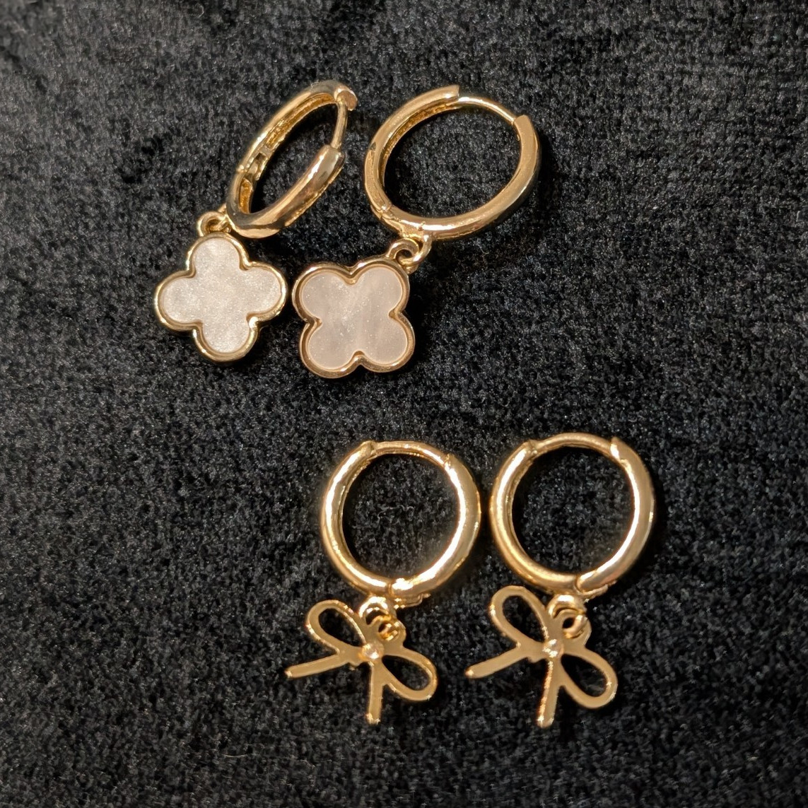 Gold Tone Dangle Earrings 2 Sets