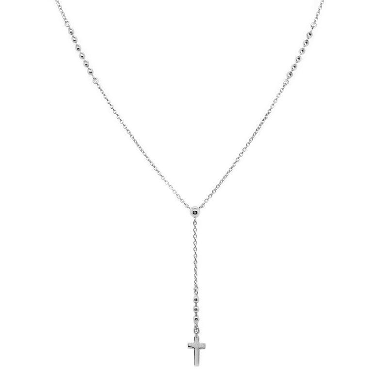 Tiny Small Cross Y Drop Necklace in 925 Sterling Silver