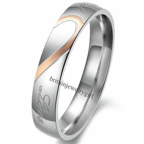 Men Women His&Hers Heart Real Love Couple Matching Promise Ring Wedding Band