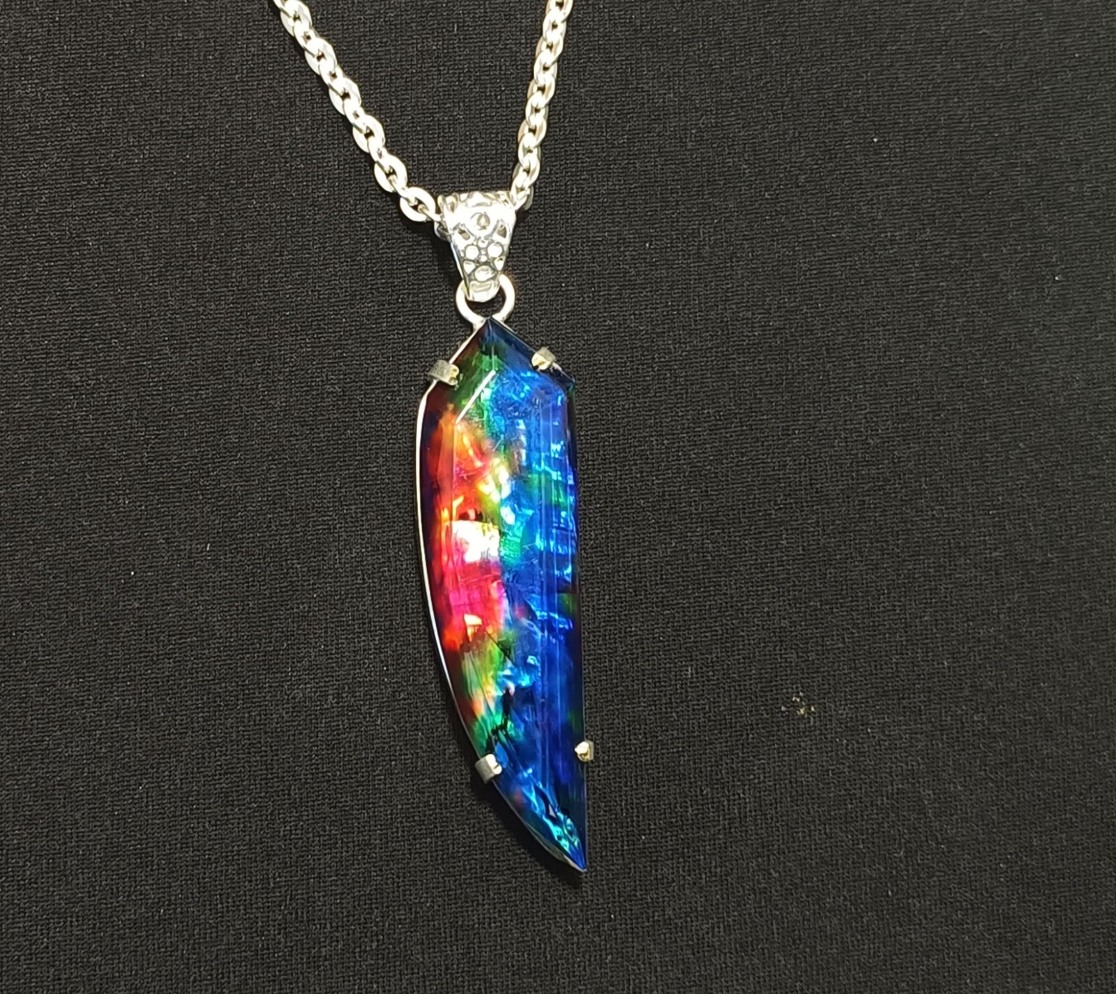 Certified 60.15 Ct Natural Ammolite Doublet Fancy Cut Rainbow Pendant Gemstone