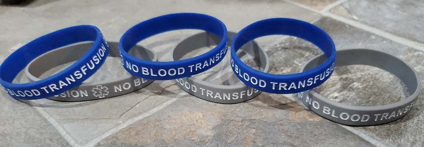 Lot of 6 No Blood Transfusion Silicone Adult Medical Alert Bracelets