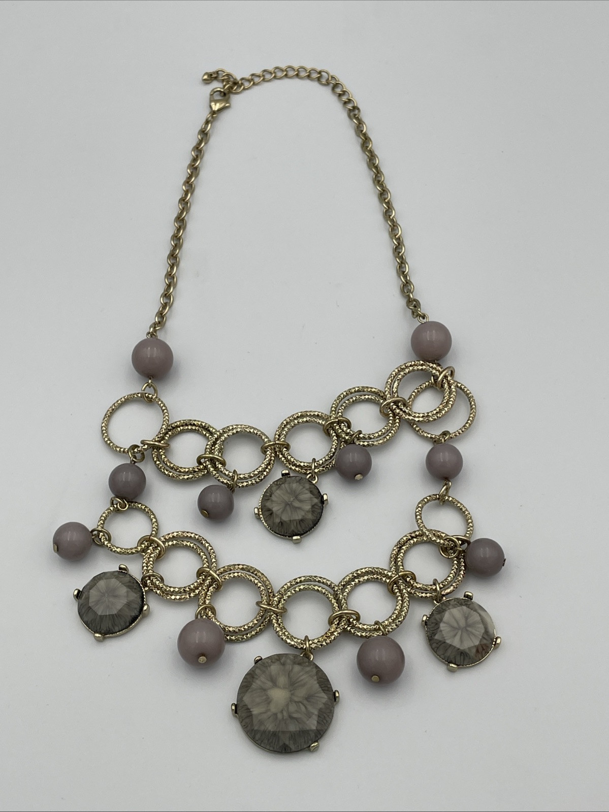 Vintage Unique Lavender Lucite, Facet statement Bib necklace