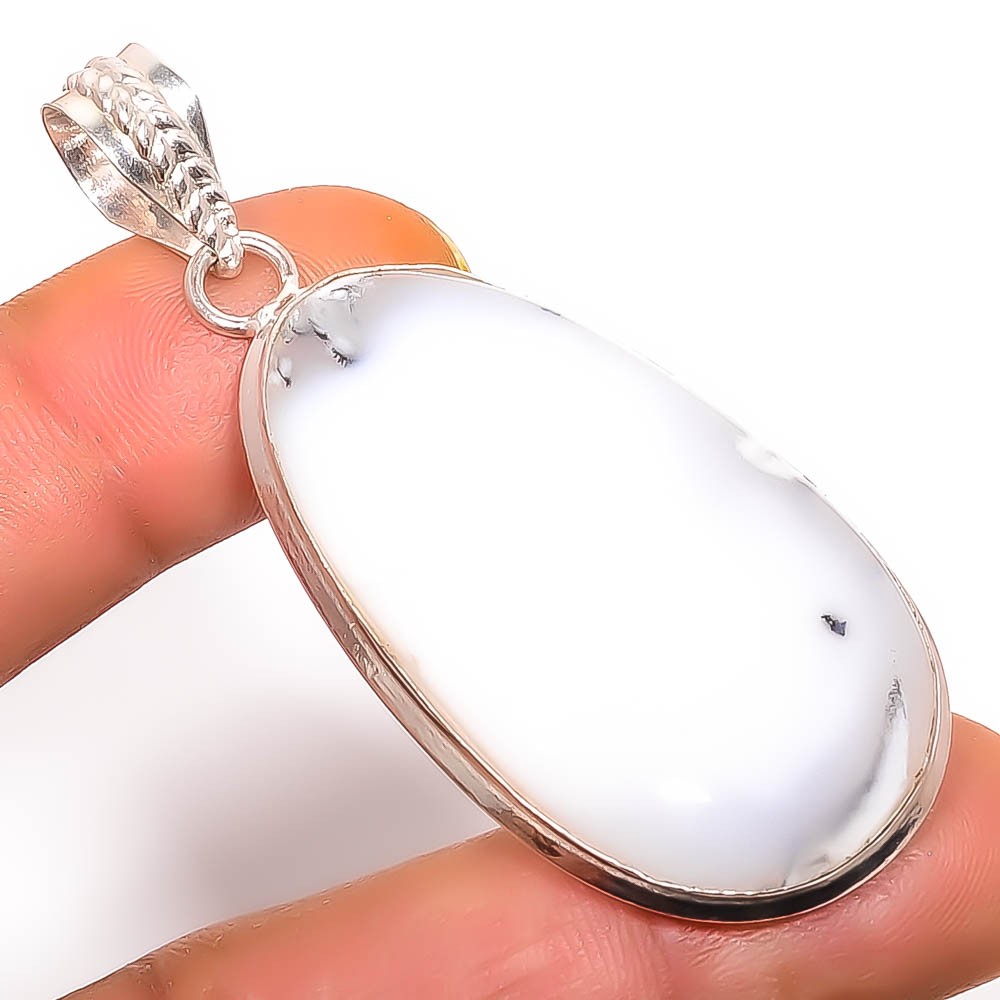 Dendritic Opal- Brazil 925 Silver Plated Handmade Pendant 2.54″ P12