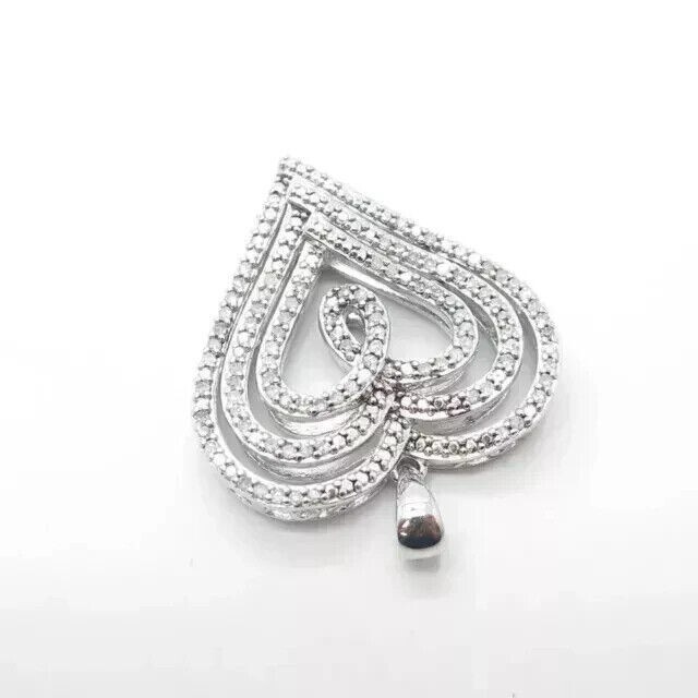 2Ct Round Cut Simulated Diamond Heart Shape Fancy Pendant 14k White Gold Plated
