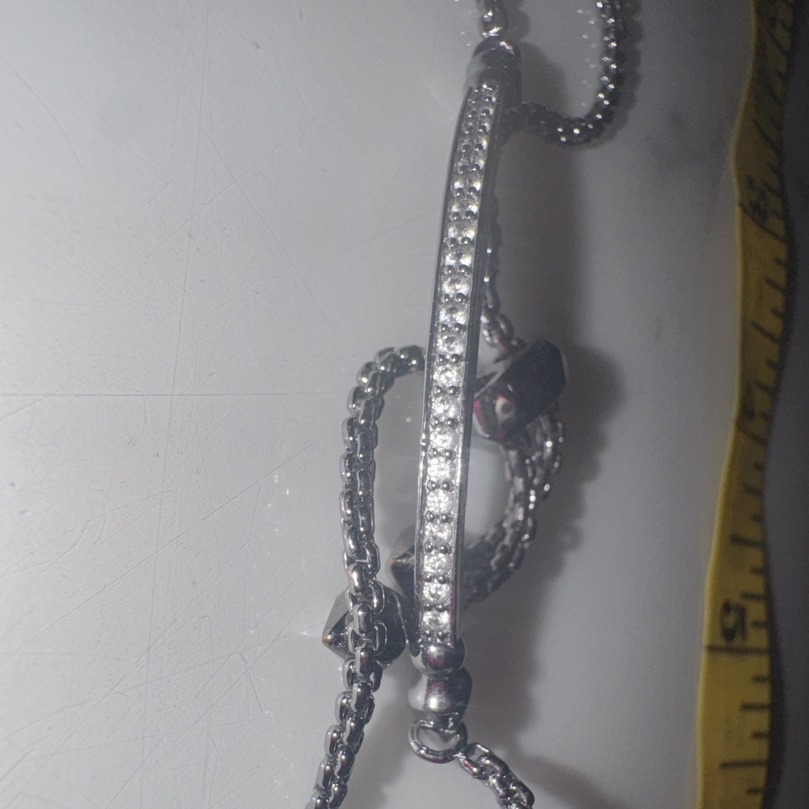 Kendra Scott silver/ gun metal Adjustable Slider Cable Chain Bar Bracelet Pavé