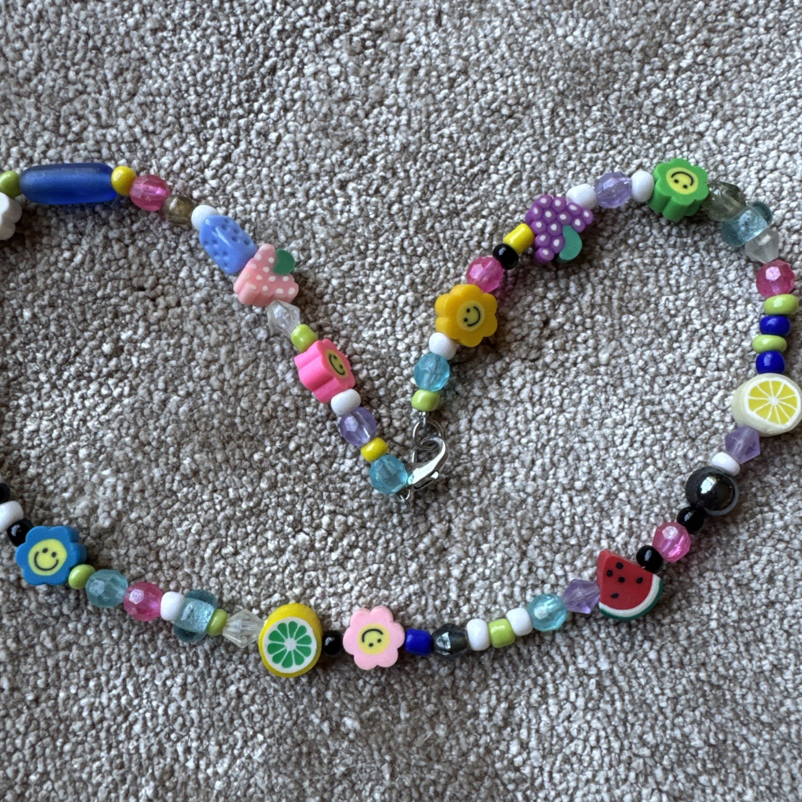 Multi Color Multi Beaded Necklace Choker 16” Long