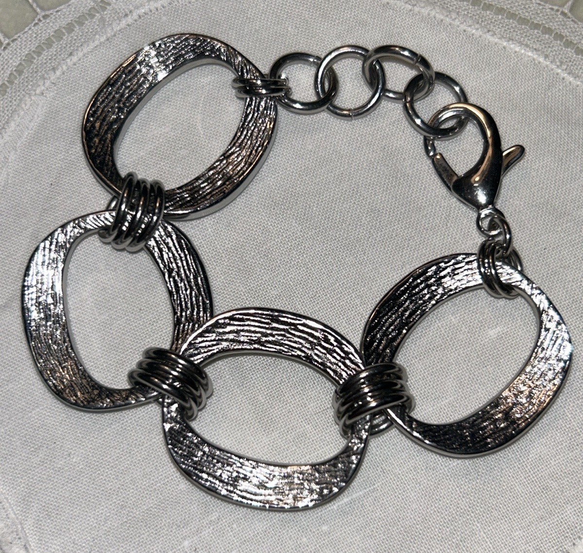 Chunky Stainless Steel Oval Link Bracelet Reversible Adjustable 7–8.5”