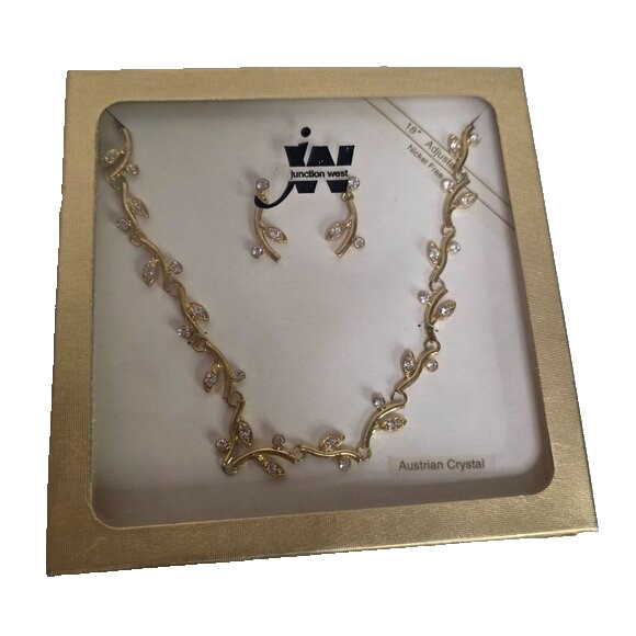 Junction West 18″ Adjustable Nickel Free Austrian Crystal Necklace and Earrings