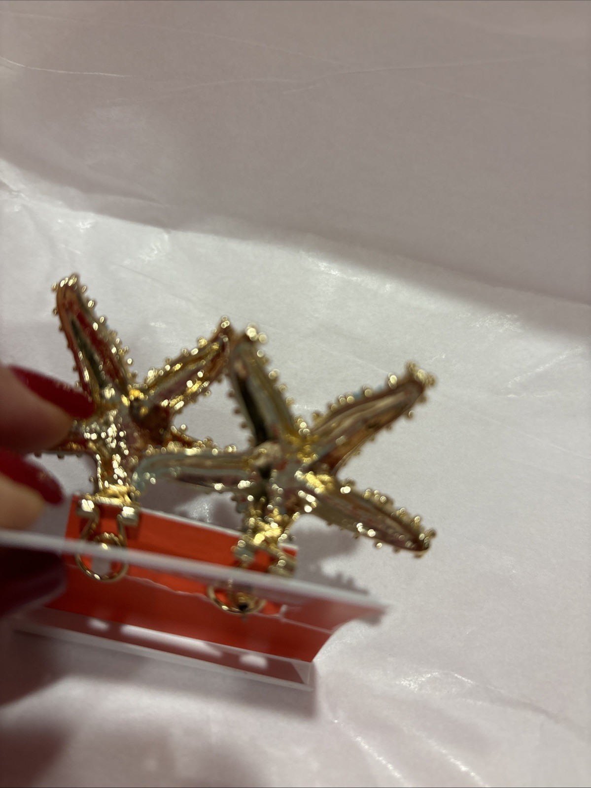 Betsey Johnson Starfish Statement Earrings Rhinestone Gold Tone Coastal NWT