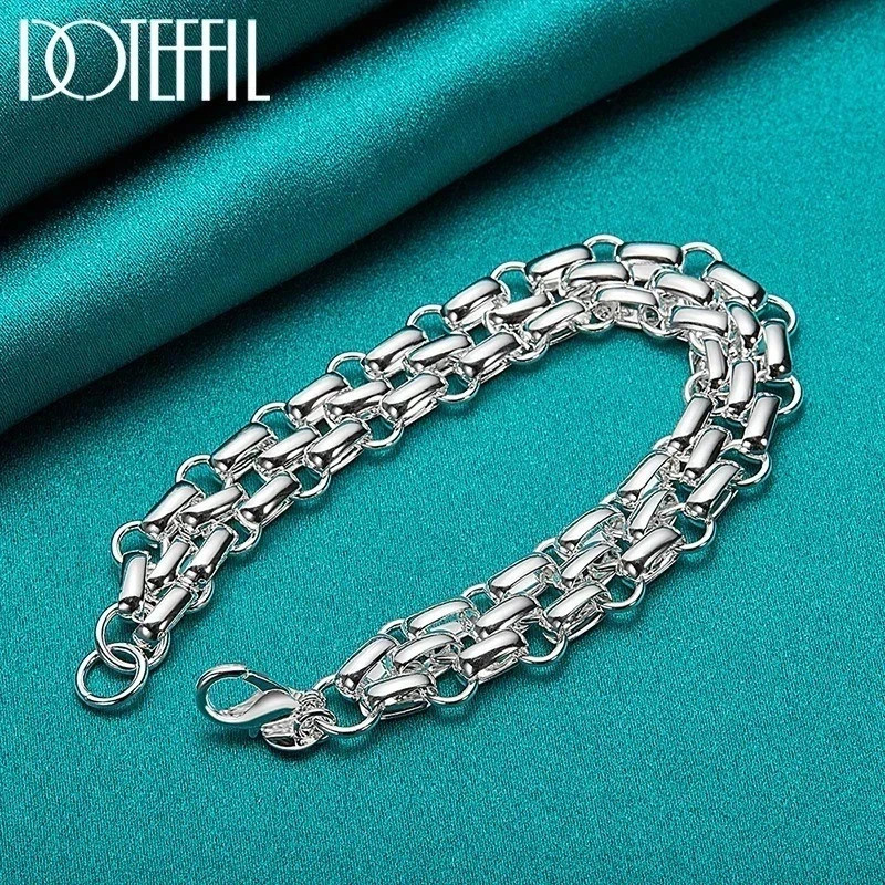 925 Sterling Silver Chain Bracelet for Women Men Solid Charms Party Wedding Gift