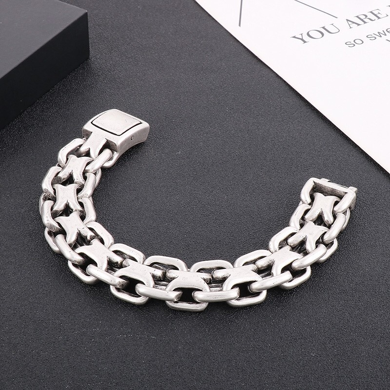 152g Weight Stainless Steel Interlocking Link Chain Pattern Bracelet 20mm 9.4”