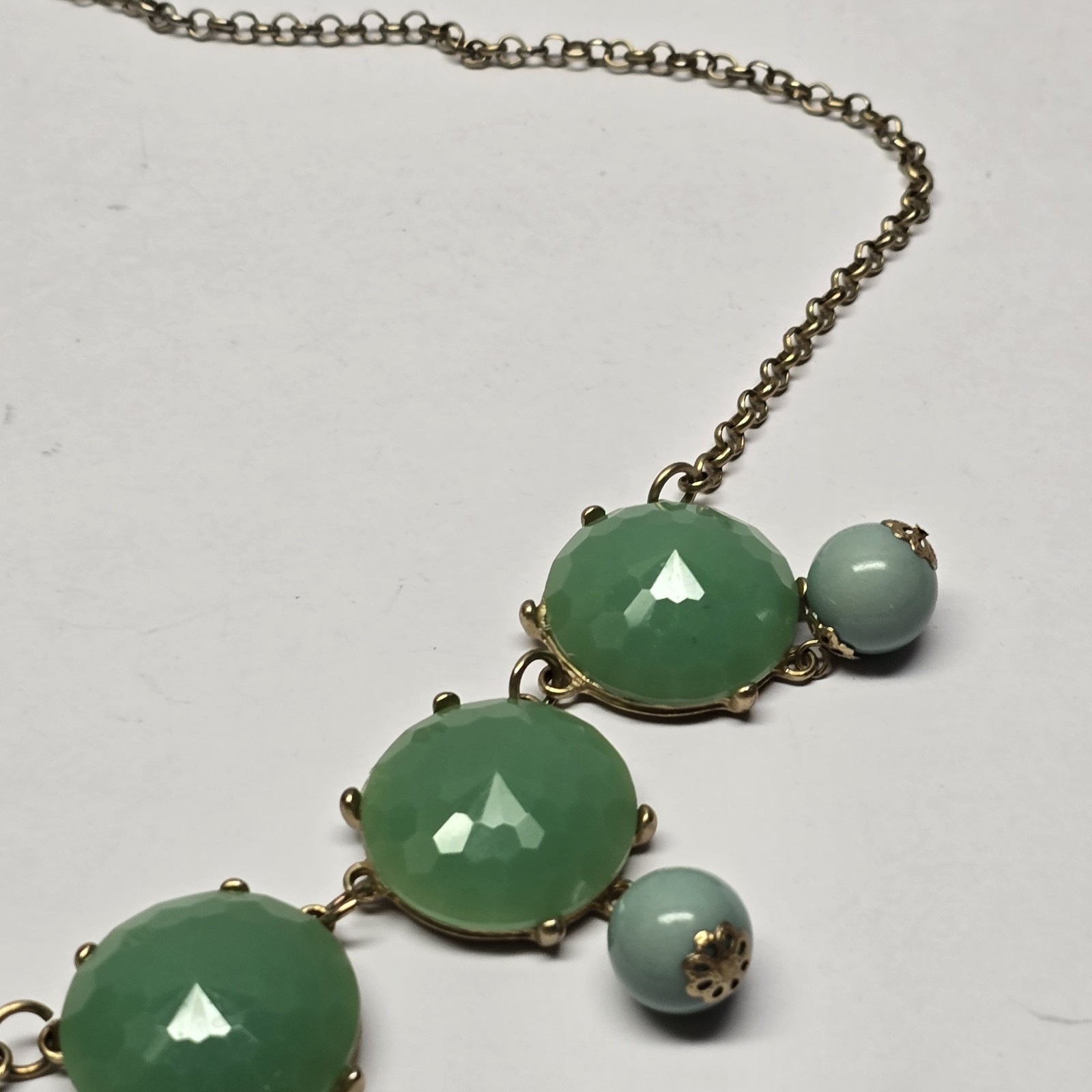 J. CREW MINT GREEN GOLD TONE BAUBLE STATEMENT NECKLACE COSTUME JEWELRY SPRING
