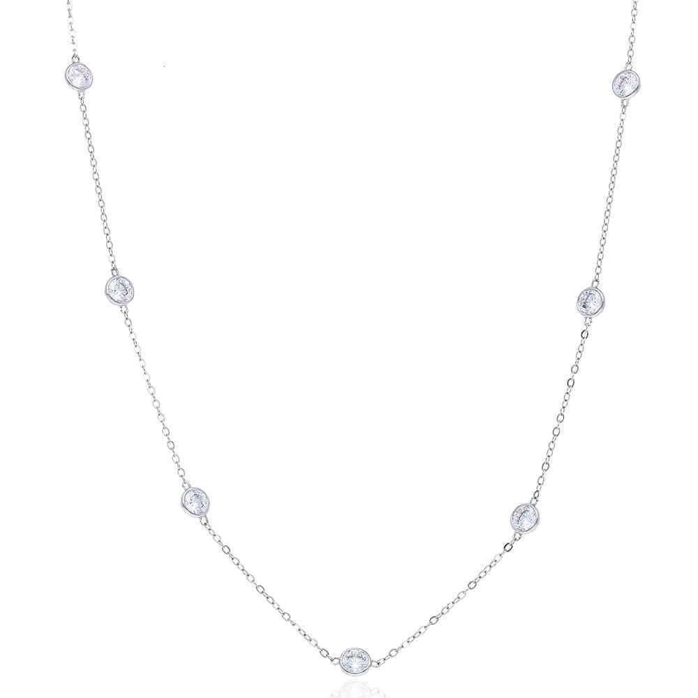 3Ct Simulated Diamond By The Yard Bezel Station 14k Gold Necklace 16″-24″