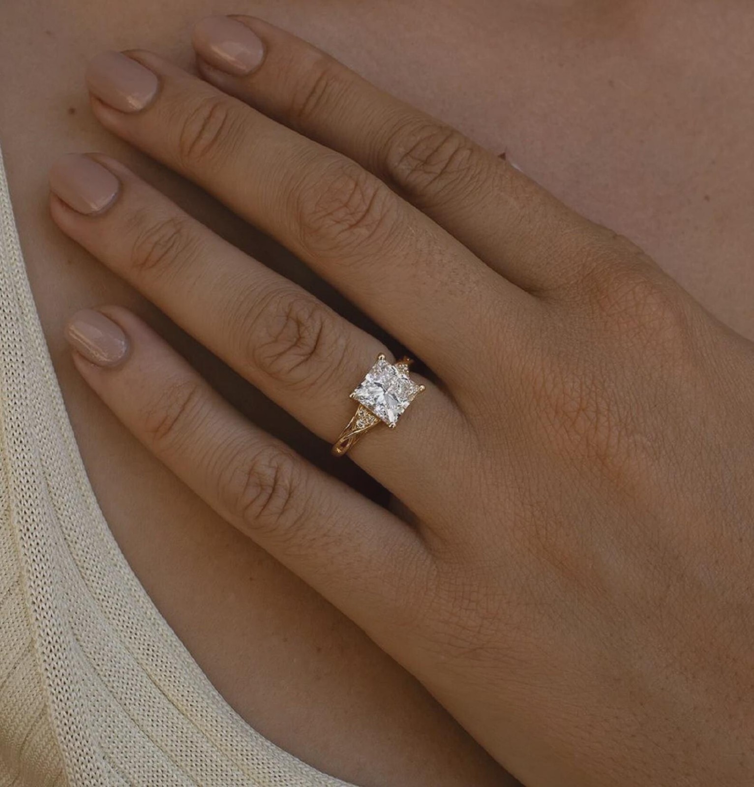 2.75CT Princess Cut Moissanite Solitaire Engagement Ring, Wedding Gift For Her