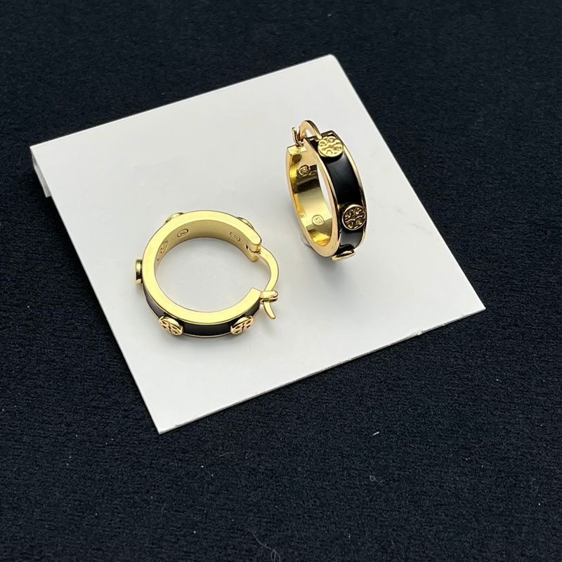 New Tory black studs small circle earrings with Jewelry Pouch Size:2.2*0.5cm