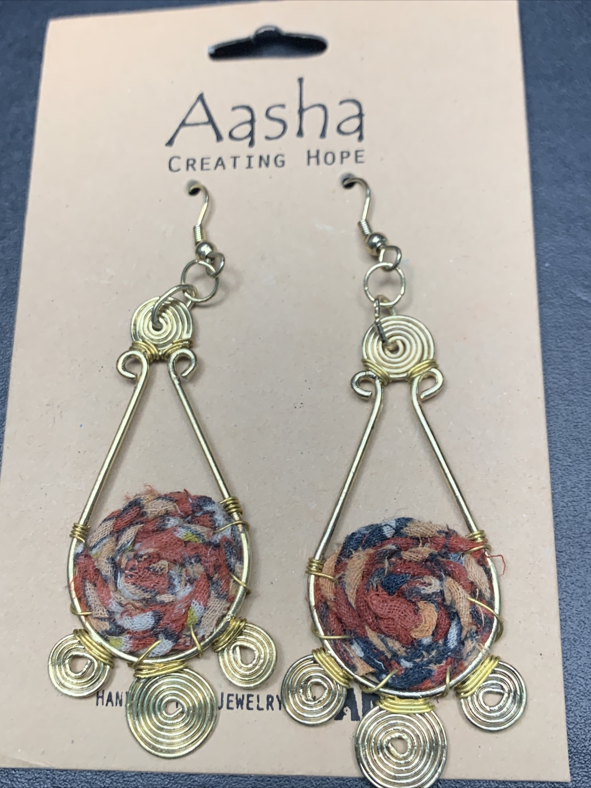 Aasha By Anju Collection Sari Earrings Artisan Handcrafted In India Gold Tone