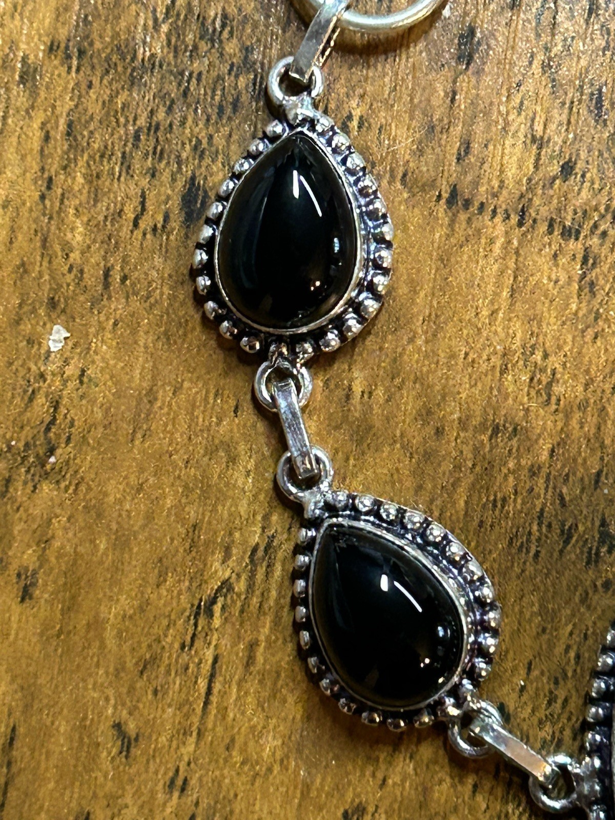 2999. Apache Pyrite Black Onyx Gemstone Handmade 925 Silver Bracelet 28gm