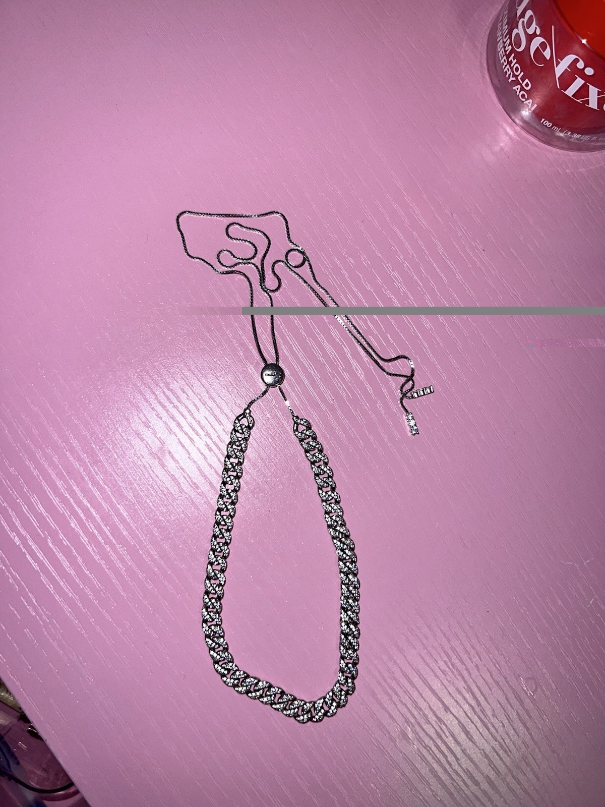 Adjustable Silver-Tone Curb Chain Necklace Bolo Closure No Stone