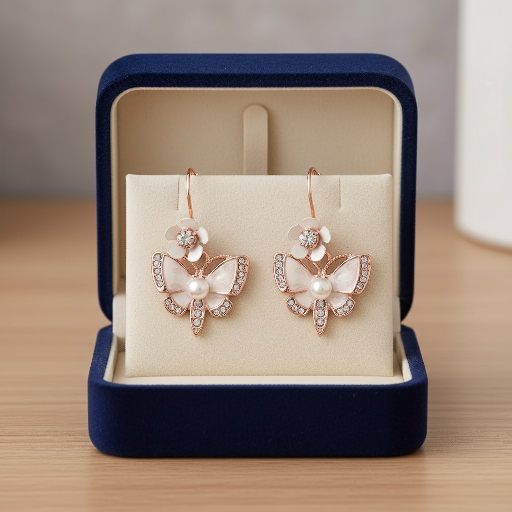 Betsey Johnson Rose Gold Butterfly Drop Earrings | Perfect Gift for Her