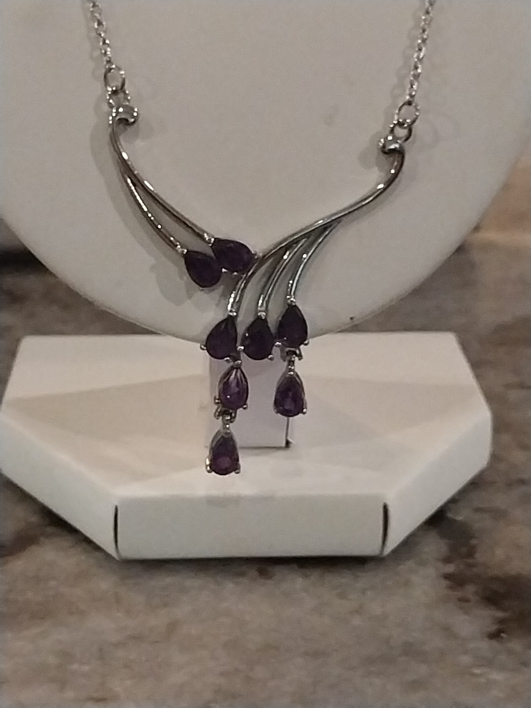 African Amethyst Necklace (18 Inches) in Stainless Steel 3.15 ctw