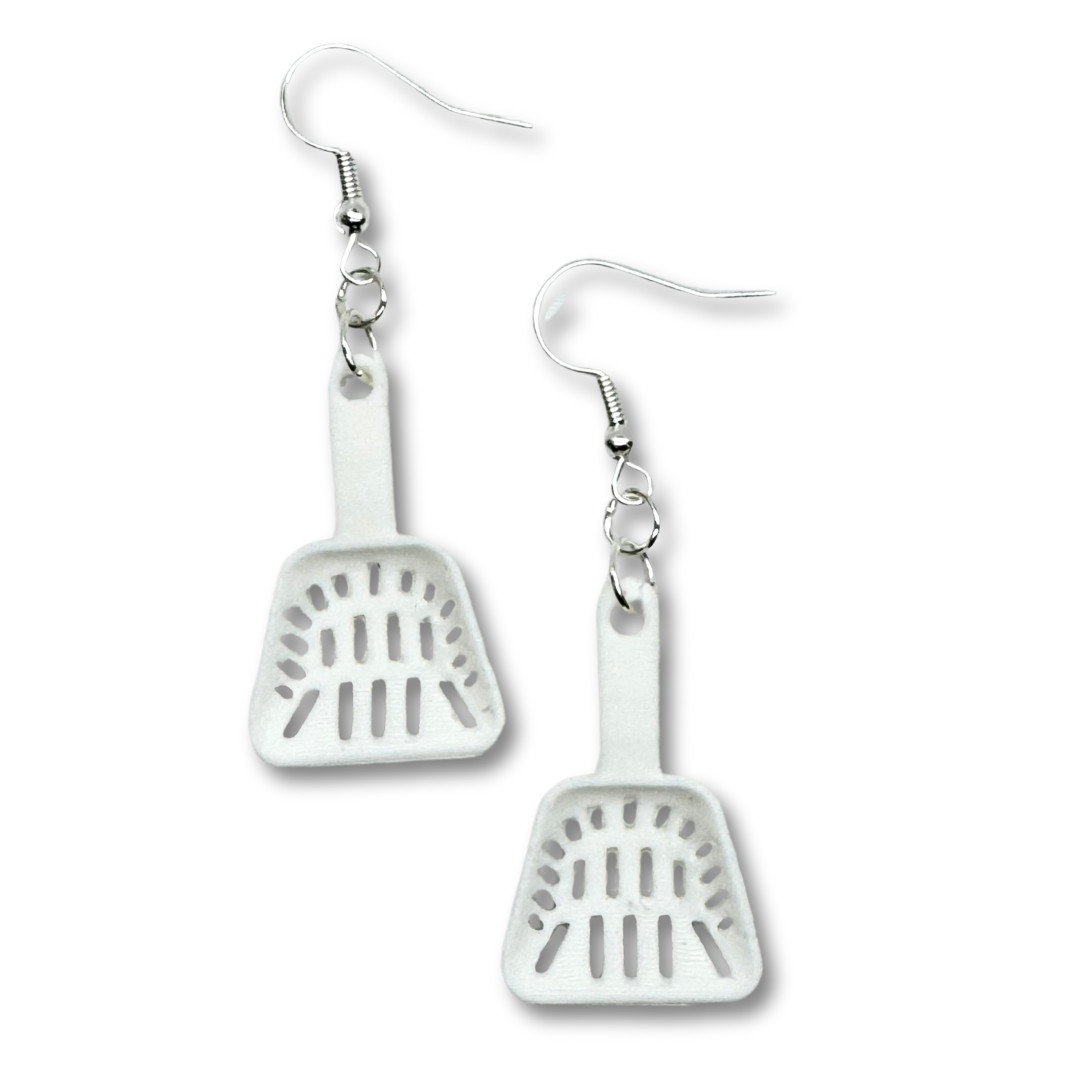 Cat Litter Scooper Earrings Weird 3D Printed Jewelry
