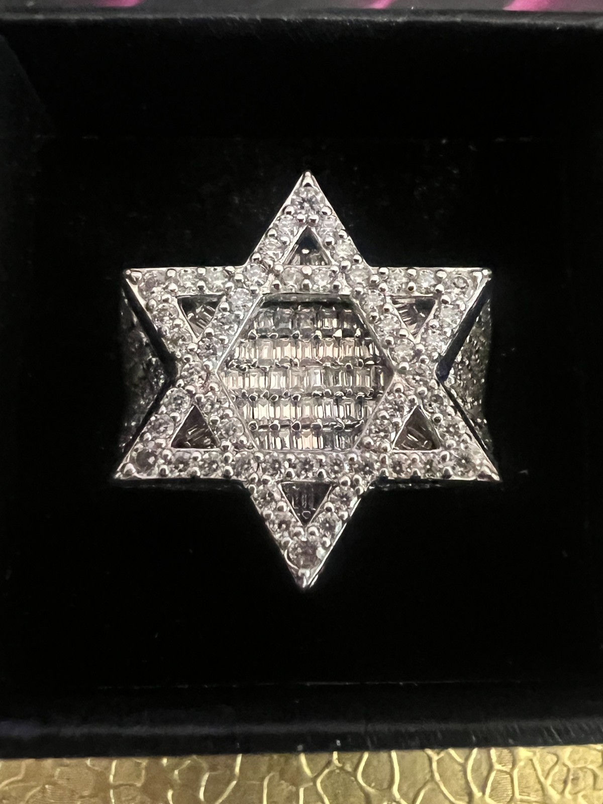 Star of David Ring VVS Moissanite .925 Silver Size 10