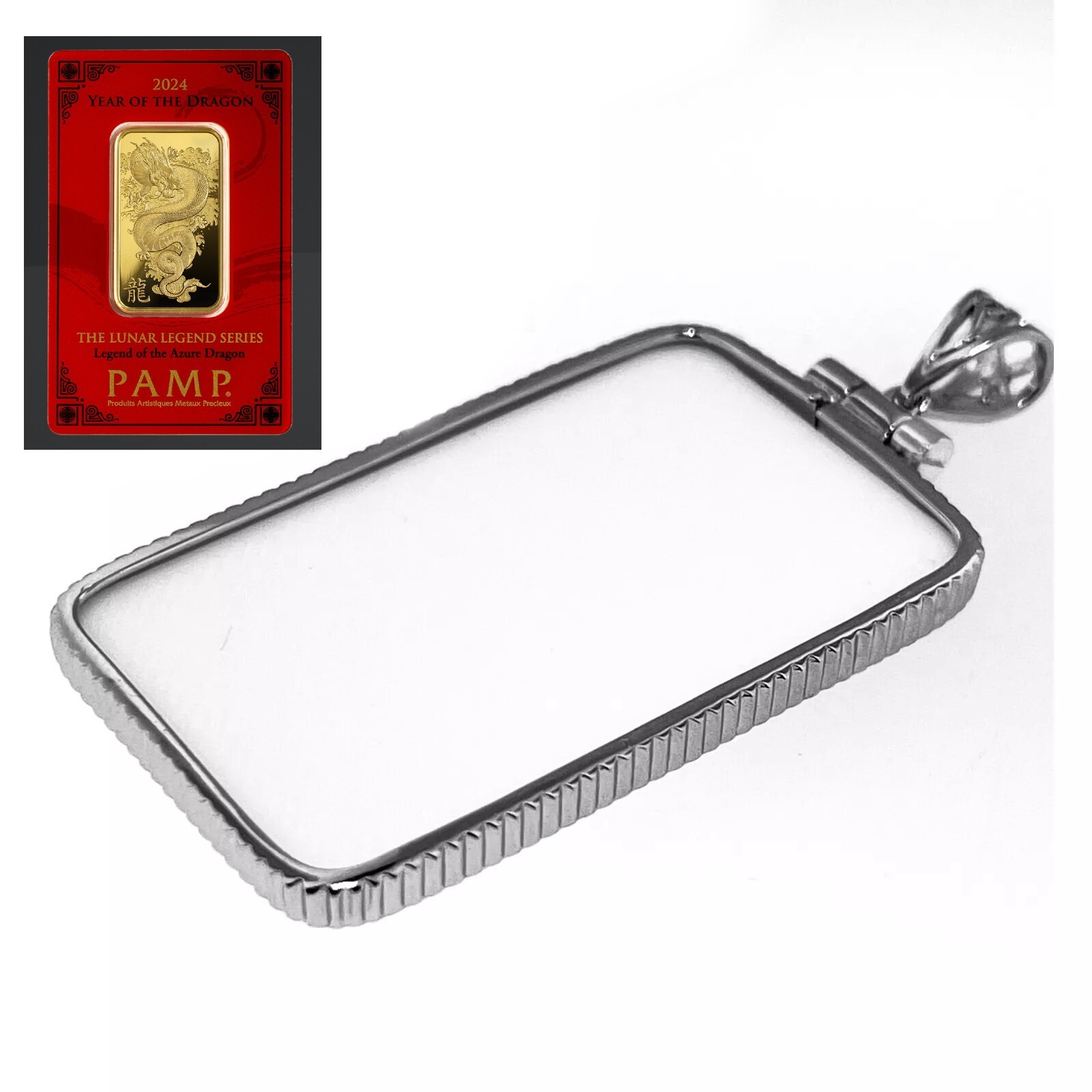 Sterling Silver bezel frame for 1 oz pamp Lunar Dragon Gold Bar ( bezel only )