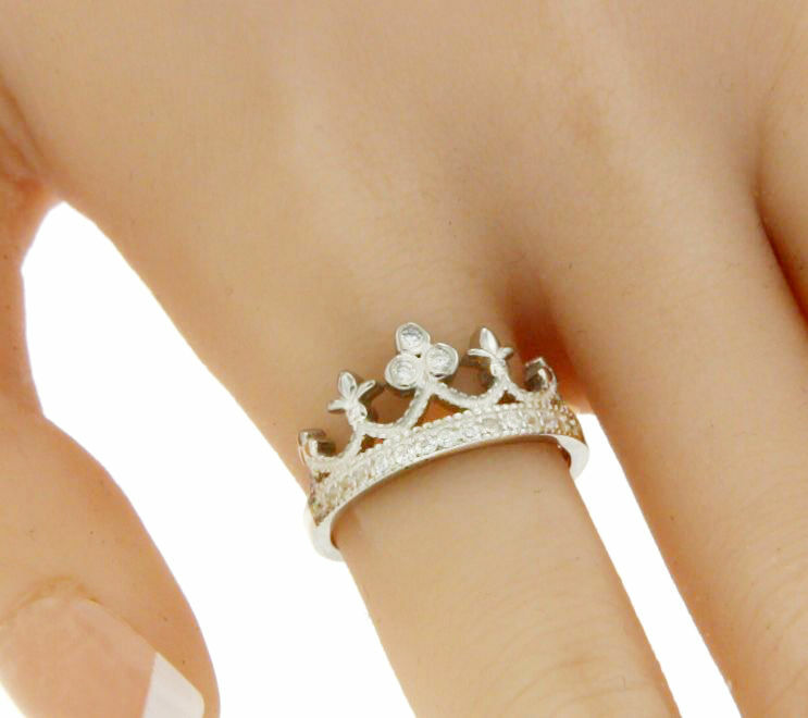 ▌Women’s Beautiful 925 Sterling Silver CZ Crown Ring Size 5,6,7,8,9,10 »R13/1