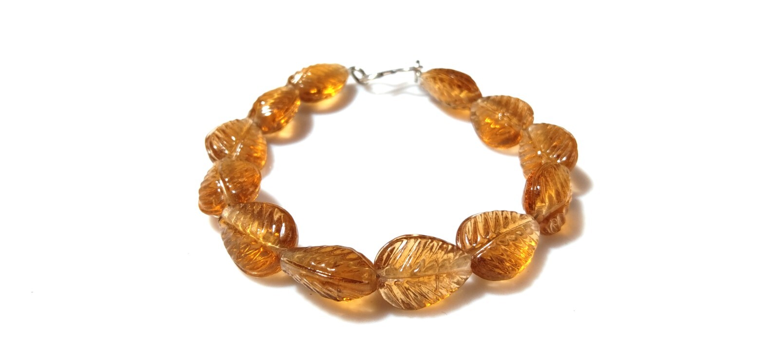 SPESSARTITE GARNE HYDRO LEAF CARVED PEAR 11-14MM GEMSTONE BEADS 7″INCH 1BRACELET