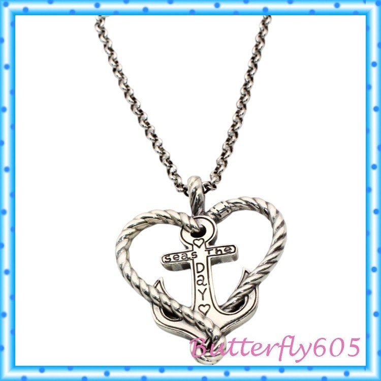 Brighton Seas The Day Anchored In Love Anchor Heart Silver Necklace NWOT $52