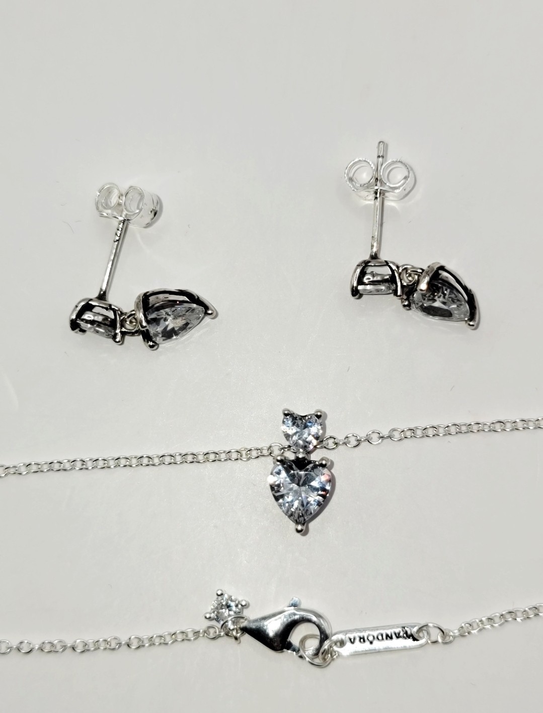 🔅Authentic Pandora Necklace Two-tone Circles With Earrings Gift Set In Box