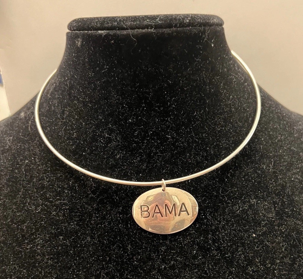 Silver Tone Wire Choker Bama Alabama Football Team Collegiate Necklace