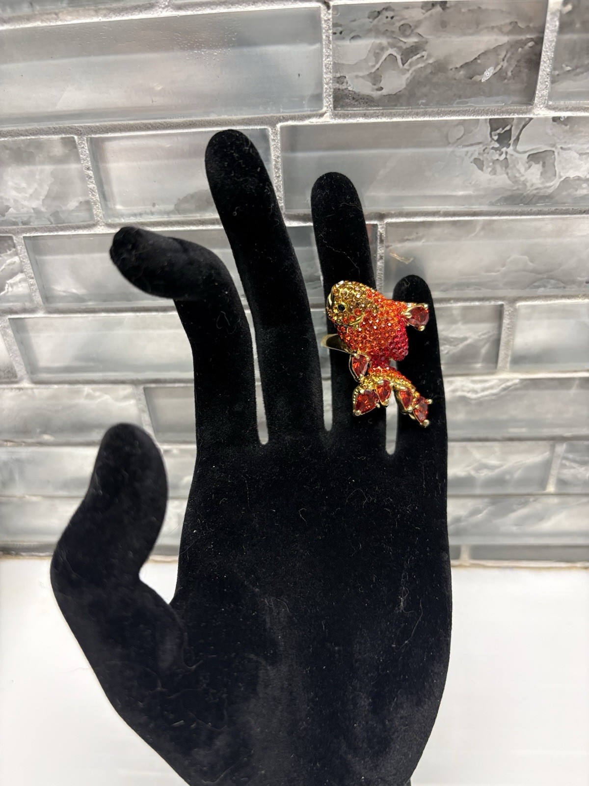 Statement Gold Tone Crystal Fish Ring. MSRP $58. See Description for sizes. New
