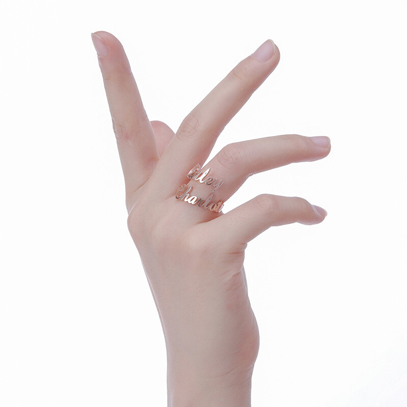 Personalized 1 to 4 Name Ring Custom Stainless Steel Home Jewelry Women Gifts