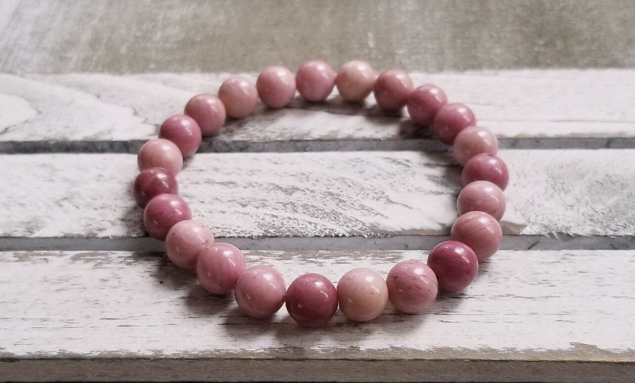 AAA Quality Natural Pink Rodonite Round Beaded Bracelet For Men and Women