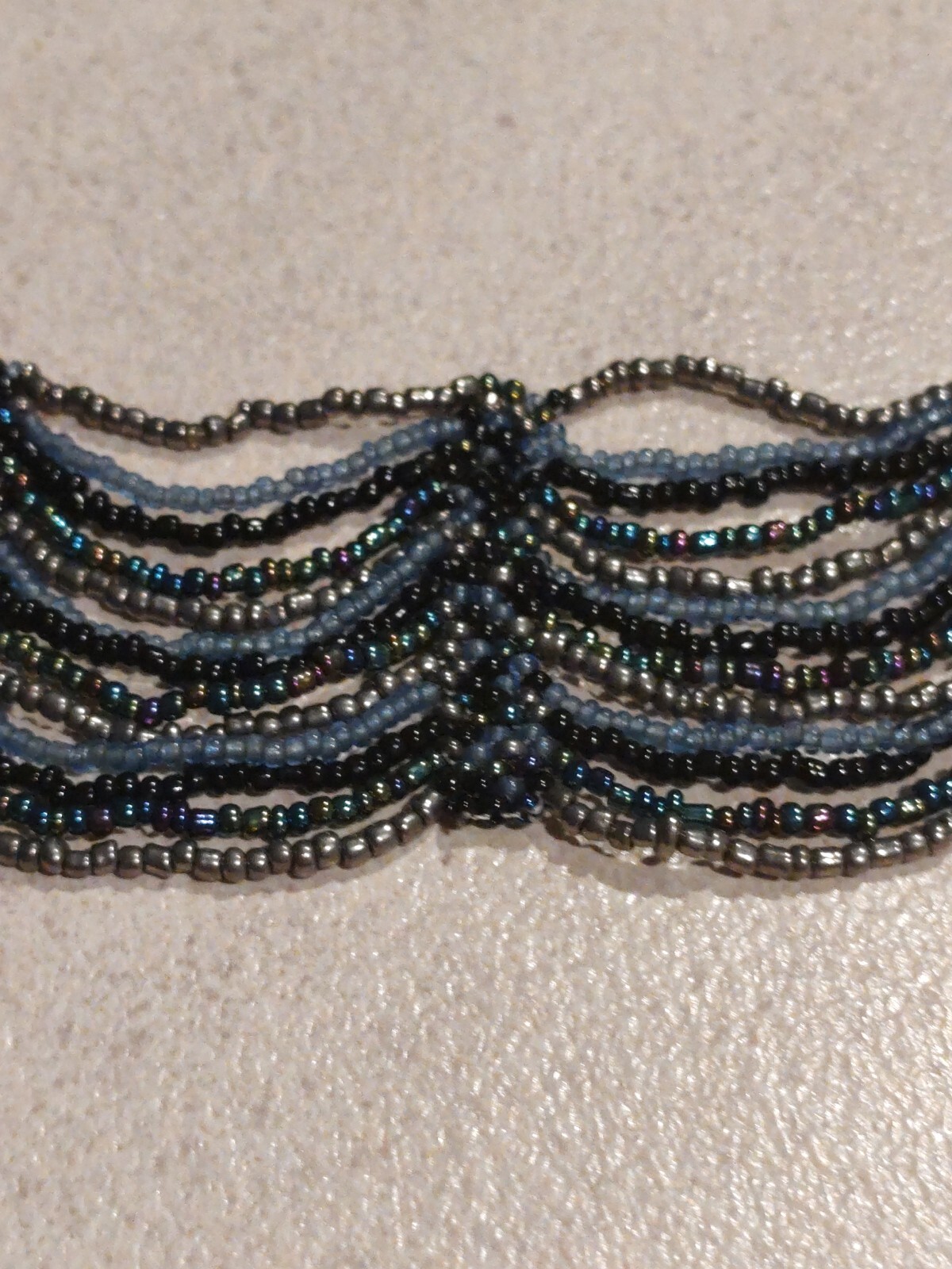 Multistrand Blackblue Seed Bead Wrap Scalloped Bracelet Adjustable Boho Fashion