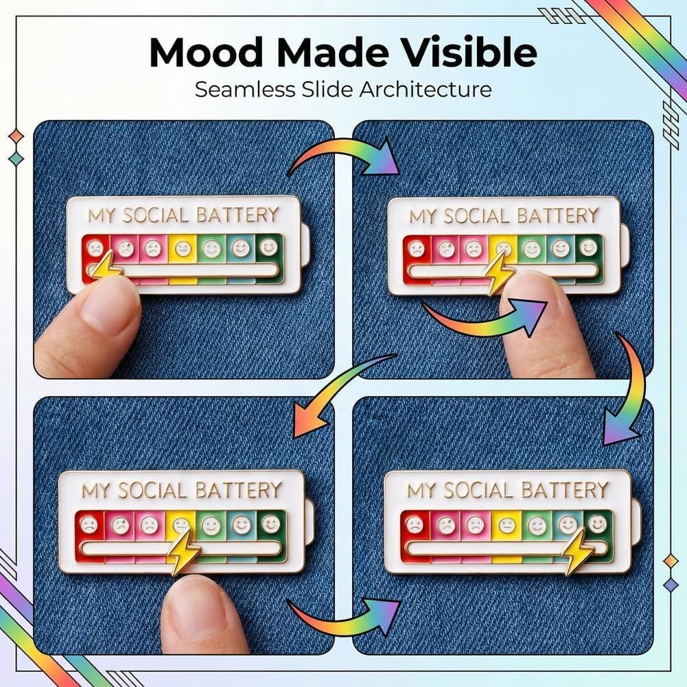 8 PCS Social Battery Pin, My Slider Funny F, colorful