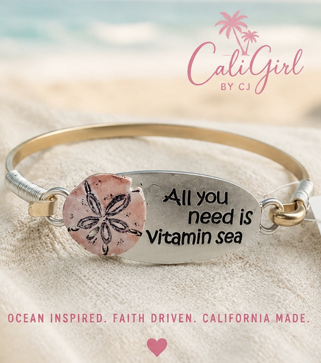 Caligirl Women’s Vitamin Sea Beach Bracelet , New, Rhodium Metal, Beautiful