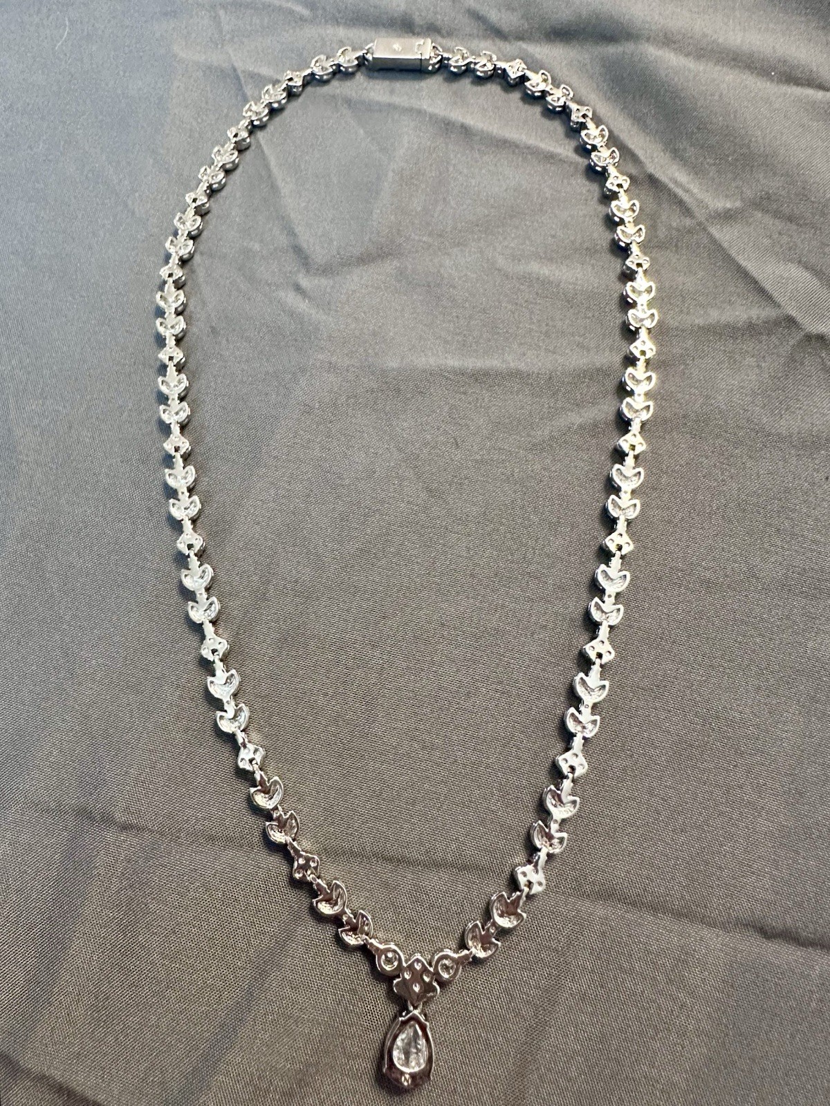 NADRI CZ PEAR DROP BRIDAL NECKLACE