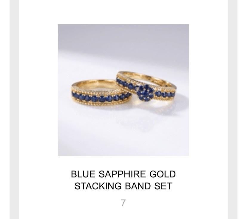 Susan And Gloria Saphire Set Of 2 Gold Plated Ring Size 7
