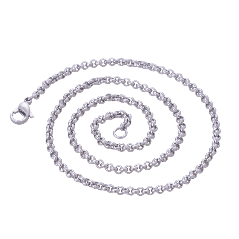 Stainless Steel 24 Inch(60 cm) 3mm Ball Tiny Rolo Neck Chain Necklace