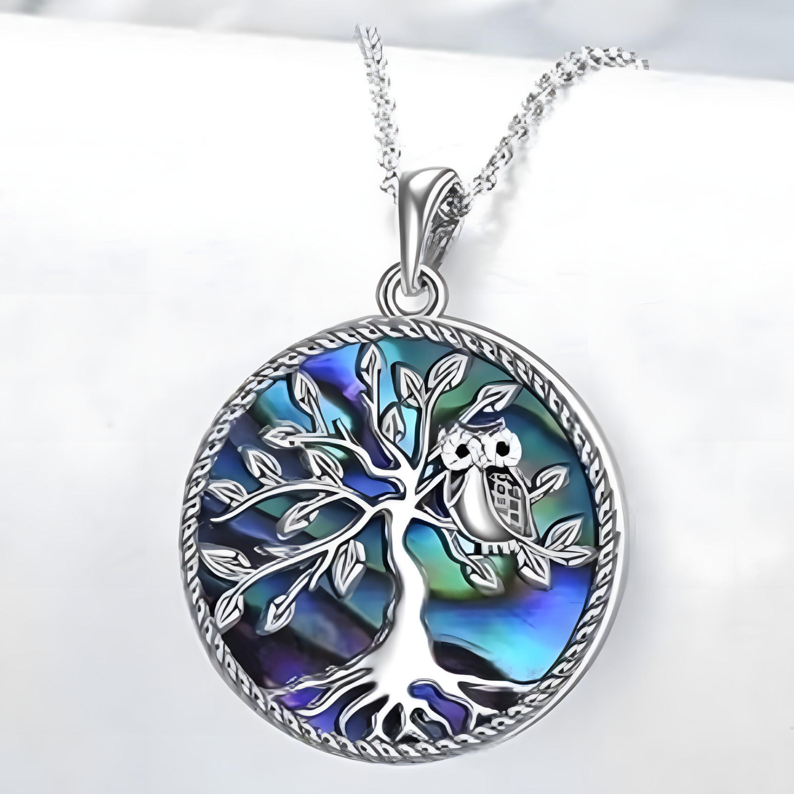 Blue Ocean Turtle Pendant Necklace 45cm + 5cm Adjustable Chain 2.6cm Drop B36