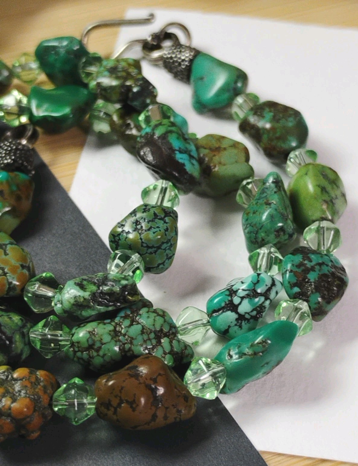 Southwest Vibes! Artisan Mini TURQUOISE Chunks w/Bicone Glass 16″ Necklace!