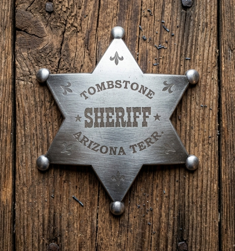 Old West Antique Silver Finish Star Tombstone Arizona Sheriff Western 3″ Badge